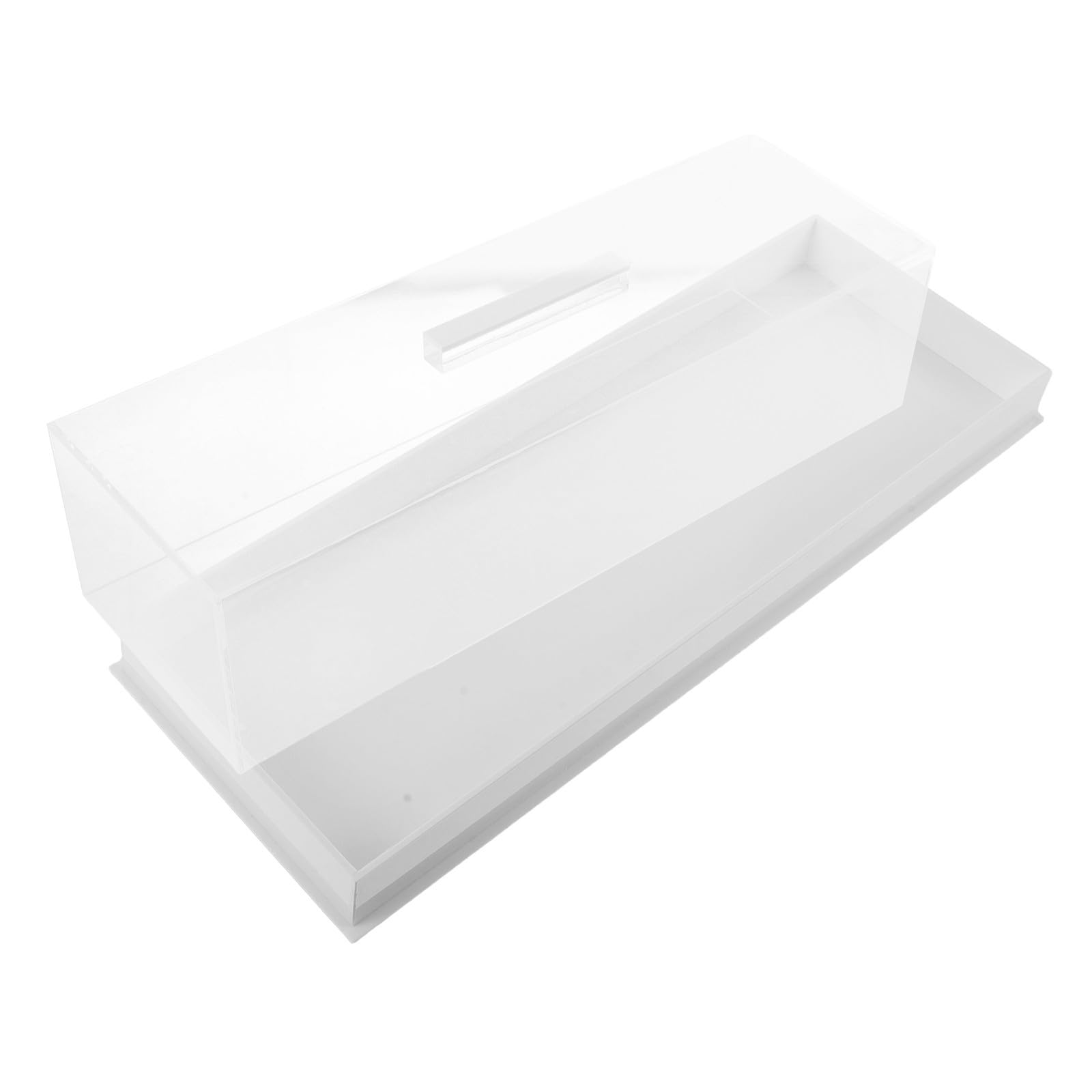 Soporte para Pasteles de Acrílico Blanco con Tapa Removible y Diseño Rectangular Moderno, Fácil de Limpiar para Panadería y Reuniones en Casa