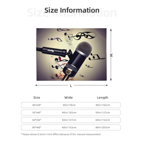 Couverture flanelle notes musique et microphone jeté de lit toutes saisons - 8
