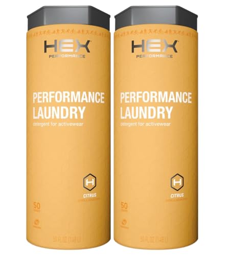 HEX Performance Laundry Detergent, Citrus, 100 Loads (Pack of 2) - Designed for Activewear, Eco-Friendly, Concentrated Formula