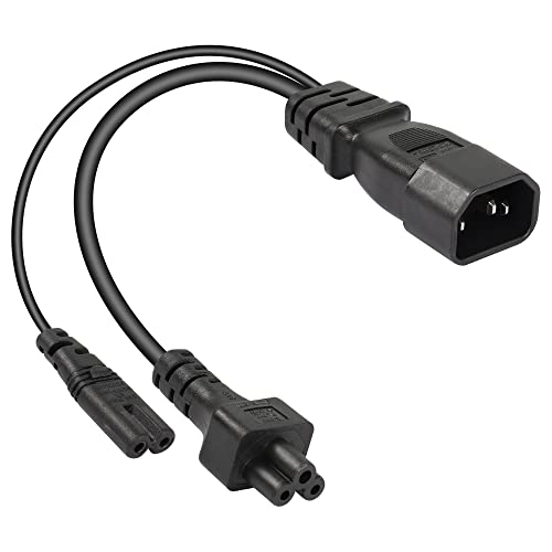 Cerrxian 1Ft C14 To C5 & C7 Y Splitter Power Cable,Iec 320 C14 Male To C5 & C7 Female Ac Conversion Cable,Suitable For Computer,Projector, Scanner,Printer,Etc(C14-C5/C7) #TOP14