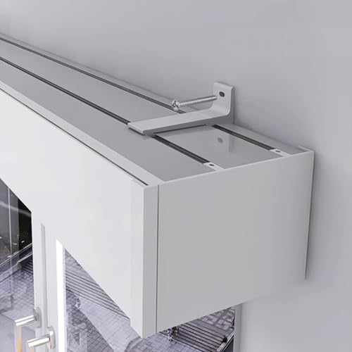 Rieles para cortinas dobles ideales para salones modernos con caja de diseño y cenefa larga