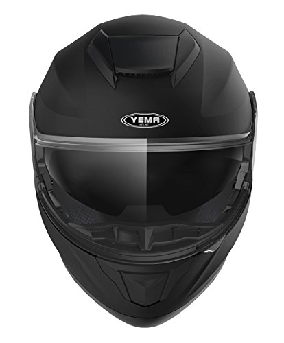 Motorcycle Modular Full Face Helmet Dot Approved - Yema Ym-926 Motorbike Moped Street Bike Racing Crash Helmet With Sun Visor For Adult, Men And Women - Matte Black,Large #TOP4
