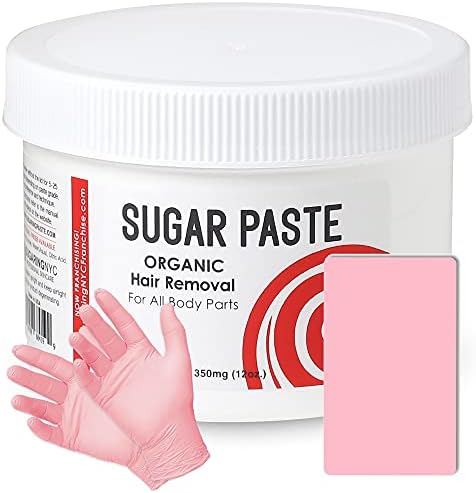 Sugar Paste Organic Waxing for Bikini Area and Brazilian + Applicator and Set of Gloves for Sugaring