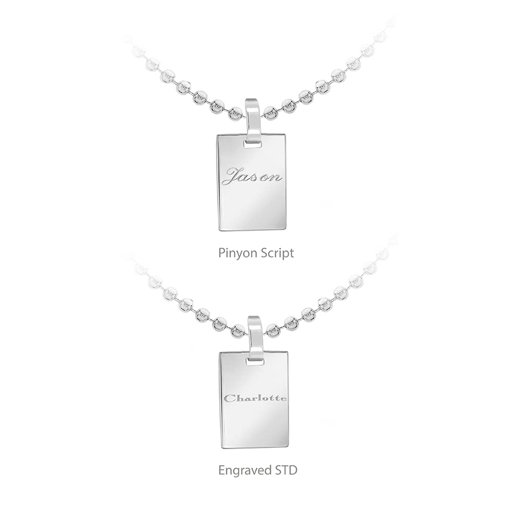 Tuscany Silver Srebrny płaski dysk i łańcuszek kulkowy z grawerem 51 cm