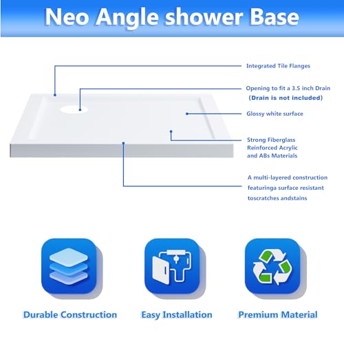 Image of Casaphoria 32 inch x 32 inch Shower Base Pan with 3.35 inch Corner Drain Hole,Shower Pan Five-Layer Acrylic + ABS Processing, Non-Slip Shower Enclosure Base for Bathroom, No Threshold White