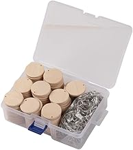 100pcs Round Wooden Discs with Keychain, Hole Reminder Wooden Tags Record Calendar Wood Chips DIY Home Improvement