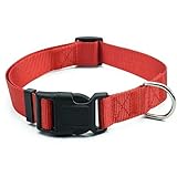 Zensun Dog Collar, Adjustable Safety Nylon Collar, Suitable for Medium to Large Dogs, PET Adjustable Shock-Absorbing Collar, Red