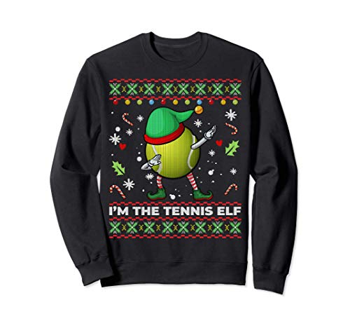 Dabbing Tennis Ball Elf Hat Christmas Ugly Sweater Sweatshirt