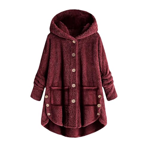 Womens Fuzzy Fleece Bed Jackets Plus Size Button Plush Hoodies Loose Cardigan Winter Cozy Coat Jacket with Pockets2