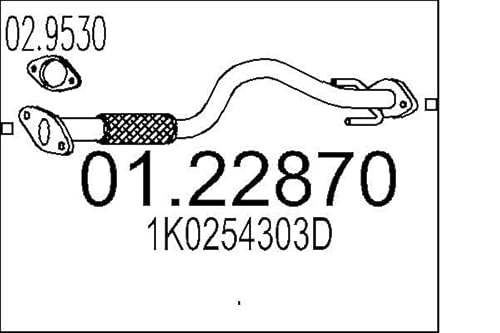 MTS Tubo de escape 01.22870 delante para TOURAN (1T1, 1T2) 850mm 3,35kg Cover