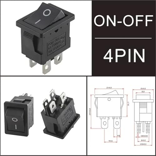 Interruptor KCD1 4 pines con corte total de corriente 6A 250V para paneles de control 2