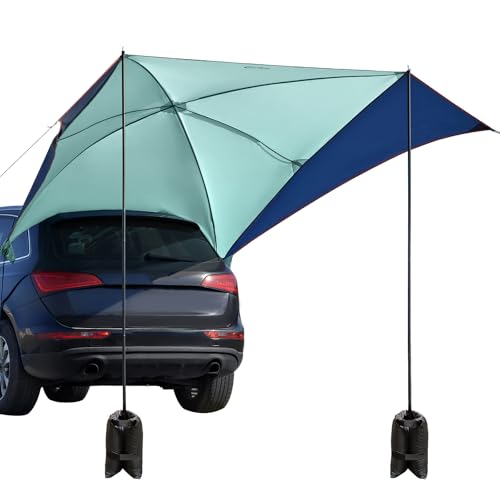 Portal Car Awning Canopy Versatile for Van Caravan Campervan Suv Mpv Motorhome Rv Truck Drive Away Awning Tailgate Porch Vehicle Sun Shelter Tent Extension with Sand Bags & Wind Ropes Portable