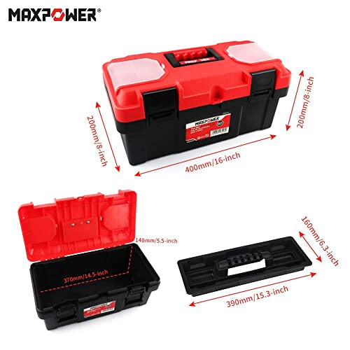Maxpower Small Tool Box 14-Inch And 16-Inch, Plastic Carrying Tool Boxes For Home #TOP2