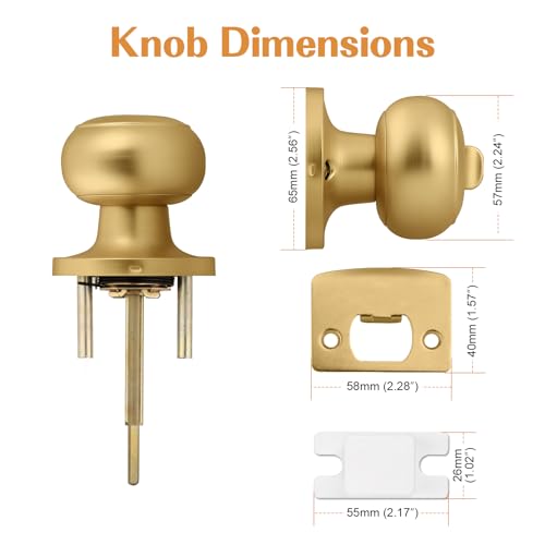 Probrico Champagne Bronze Door Knobs for Bedroom Bathroom, Interior Door Knob with Round Ball, Champagne Privacy Door Knob, 1 Pack by Probrico - Image 4