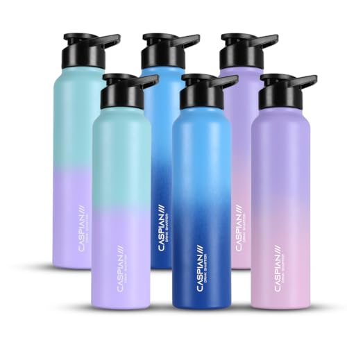 Image of CASPIAN / / / Hike ISI Certified Stainless Steel Water Bottle 1ltr.(Multicolour, 1 Litre, Set of 6) | Leak Proof Sipper for Fridge Home Office Travel School Kids Boys Girls Adults Sports Gym| BPA Free