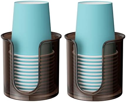 Cup Dispenser for Bathroom,Amber Bathroom Cup Holder,Small Paper Cup Dispenser Holder,Plastic Mouthwash Cup Dispenser for Bathroom Countertop (2 Pack)