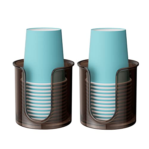 Cup Dispenser For Bathroom,Amber Bathroom Cup Holder,Small Paper Cup Dispenser Holder,Plastic Mouthwash Cup Dispenser For Bathroom Countertop (2 Pack) #TOP9