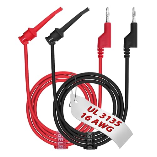 Image of 16 Gauge 2pcs /3.3Ft 4MM Banana Plug to Test Hook Clips UL3135, Heavy Duty Silicone Test Leads Set Jumper Wires Kit for Testing - EDGELEC