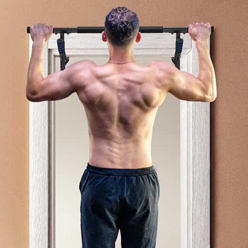 SPORTNOW Doorway Pull-Up Bar, No-Drilling Chin-Up Bar, Push-Up Stand with Resistance Bands, Padded Handles for Home Gym Exercise - Image 3