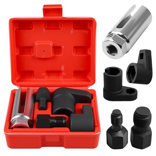 Set di chiavi per sonde lambda, 5 pezzi, strumento sonda lamda, chiavi e set di riparazione filettatura, strumento di riparazione auto con 1/2" 3/8" per smontaggio sonda lambda auto