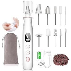 Professional Nail Drill Kit: Electric Nail File with LCD & Lamp, Long-Lasting Thick Toenail Grinder, Rechargeable & Cordless Toe Nail Dremel Tools for Women & Men Manicure and Pedicure Gifts
