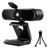 ANWIKE Webcam HD 2K con micrófono, Webcam para computadora con Soporte Fijo de Tres Patas y Tapa de Lente, Webcam USB 2.0 Plug and Play para Clases en línea Conferencias