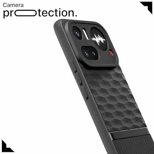 Image of Pikkme Back Cover for Nothing Phone 4a Pro 5G Camera Protection 3D Hexa Cube Design Silicone Protective Bumper Case (Black)