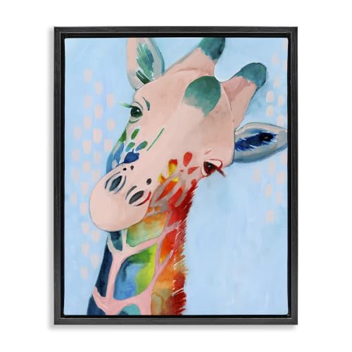Colorful Abstract Giraffe Rainbow, 25 x 31 Inch Canvas in Floater Frame
