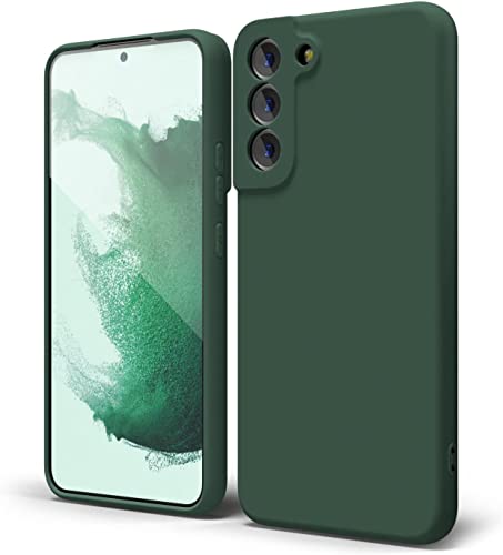 Image of DIZORO Liquid Silicone Case with Microfiber Cushioning Compatible for Samsung Galaxy S22 Plus 5G Shockproof Slim Back Cover, Gel Rubber Full Body Protection (Forest Green)