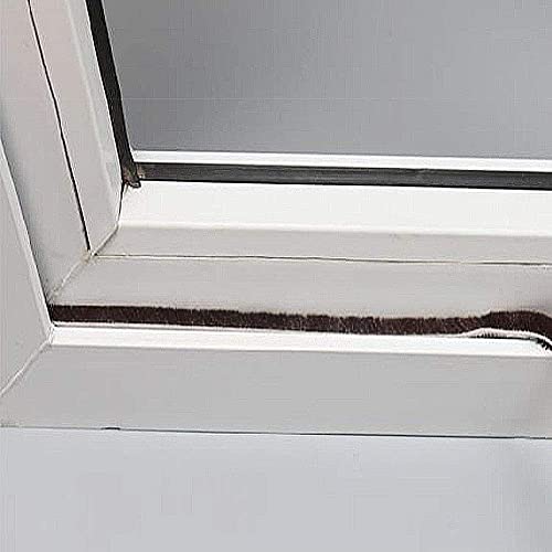 Tambee Self-Adhesive Pile Weatherstrip Brush Weather Stripping For Windows & Doors Black Gray 2Pcs (16.5 Ft) #TOP6