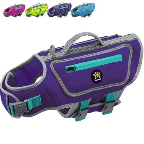 Dog-Swimming-Vest-with-D-Ring-Lightweight-Dog-Life-Vests-for-Boating-Reflective-Dog-Lifejackets-Swimsuit-Neoprene-Pet-Life-Jacket-with-Rescue-Handle-for-Small-Medium-Dogs-Purple-S Dog Swimming Vest with D Ring Lightweight Dog Life Vests for Boating Reflective Dog Lifejackets Swimsuit Neoprene Pet Life Jacket with Rescue Handle for Small Medium Dogs Purple S
