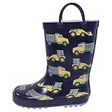 Hudson Baby Infant Boy Rain Boots, Navy Construction, 8 Toddler