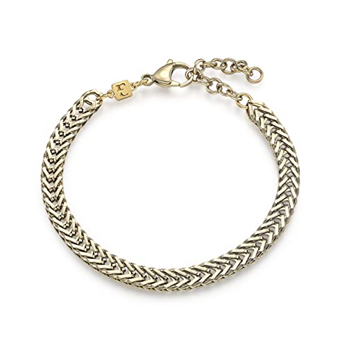 GalisJewelry Cuff Chain Stainless Steel Gold Bracelet for Men - Everyday Men's Bracelets, Non-Rusting Mens Stainless Steel Bracelet - Chain Bracelet for Men, Gold Plated Mens Jewelry Bracelet - Gold