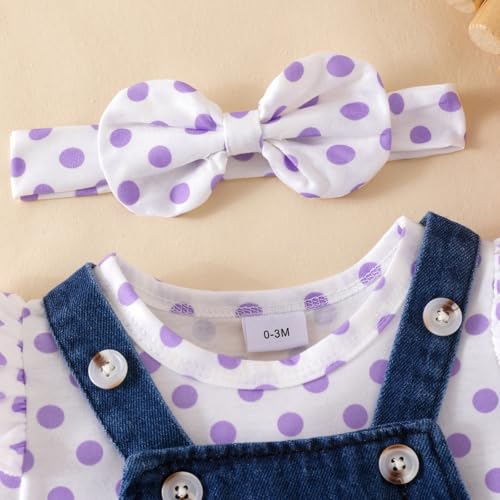 Image of Baby Girl Clothes Newborn Ruffle Romper Elephant Jeans Skirt 0-18M | Soft Romper, Adjustable Jean Skirt with Headband Elephant Butterfly Design, Snap Closure, Everyday Wear