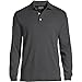 Lands' End Mens Long Sleeve Supima Polo Dark Charcoal Heather Tall X-Large