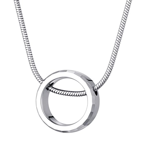Vicima Tungsten Carbide Pendant Necklace For Men And Women Eternity Circle Pendant With Snake Chain, Silver #TOP1