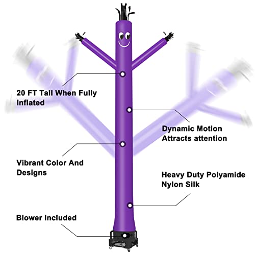 Image of MOUNTO 20ft Air Inflatable Tube Guy Puppet Dancing Man with 1HP Blower Complete Set (Purple)