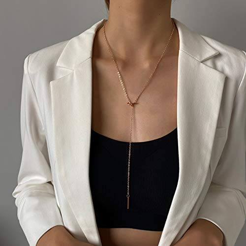 Long collier sexy pour soirée robe décolleté accessoire noué nœud papillon - 4