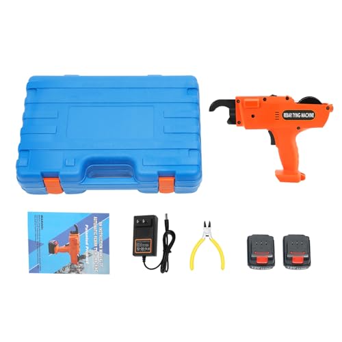 Sootvp Tier Tying Machine, Automatic Handheld Rebar Tier Tying Reinforcing Steel Strapping Machine Tool Kit, 0.3-1.3in/8-34mm Rebar Tier Gun with 2* Batteries