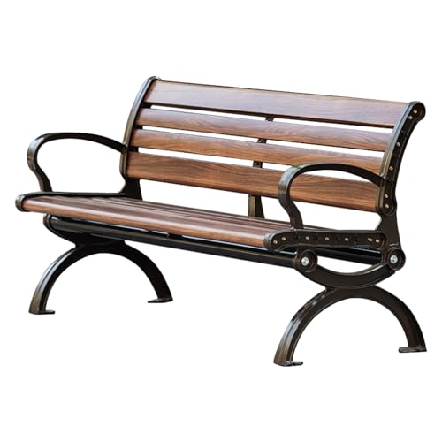 YUNHEST Bancos de Exterior, Bancos de Hierro Forjado con Respaldo y reposabrazos, Asientos públicos de aleación de Zinc, Muebles de jardín Resistentes a la Intemperie.(150 * 57cm(59.06 * 22.44in))