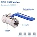 DERNORD Stainless Steel Ball Valve 1PC Type 3/8 Inch NPT Standard Port for Water, Oil, and Gas (3/8 Inch Ball Valve)