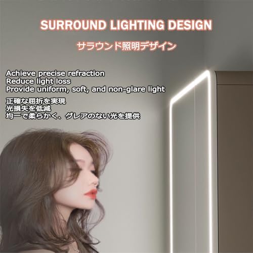 Wall Mounted Storage Cabinet with 2 Mirrored Doors, Aluminum Alloy, Defogger & Surround Lighting, Modern Bathroom Organizer, White, 60x70cm (23.6x27.5in)