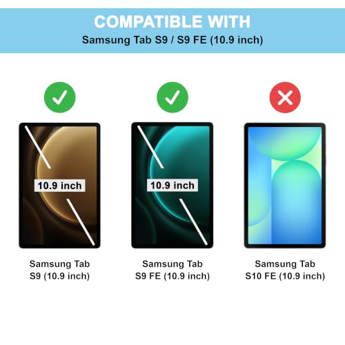 Image of CEDO Smart Case for Samsung Tab S9 / S9 FE (10.9 in) Tri-Fold Flip Folio Cover | Pencil Holder | Auto Wake-Up /Sleep Mode | Multi View Angles Stand TPU Backcover (Black)
