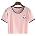 Froomer Women Short Sleeves Crop T-Shirt Top Aliens Printed Short Tops (Asian S, Pink)