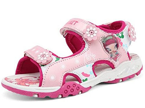 Naughtykids Girls Adventure Seeker Two-Strap Sandal (US 11 M Little Kid/EU 28, Pink)