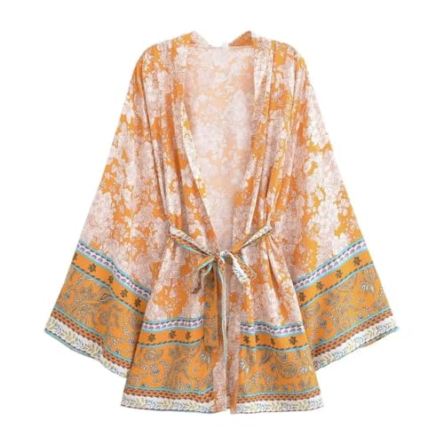 Bikini Cover-Ups Kimono Imprimé Floral Jaune Taille M | Wjnvfioo
