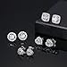 ZELORES Sterling Silver CZ Stud Earrings for Women 14K Gold Plated Cubic Zirconia Earrings Studs 4 Pairs Brilliant Celtic Heart Big Stud Earrings Set for Sensitive Ear (Silver Plated Tone-Set 1)