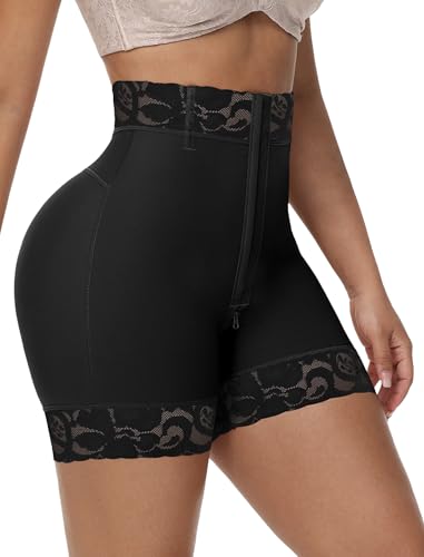 Image of SHAPSHE Butt Lifter Shapewear Shorts with Front Hooks Zipper Crotch | Unpadded Butt Contour | 4 Flexible Waist Stays | Silicone Waist & Leg Grips | Multi-Adjustable Fit | Zipper Crotch