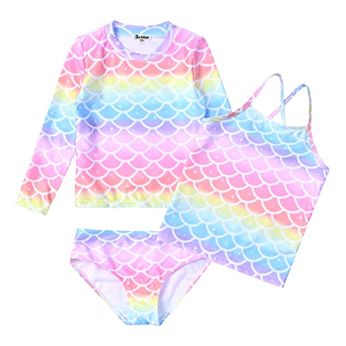 Kids 3-Piece Swimsuit Set Rash Guard Swimwear Girls Beach Pool Bathing Suit,Size 10 11 #TOP19