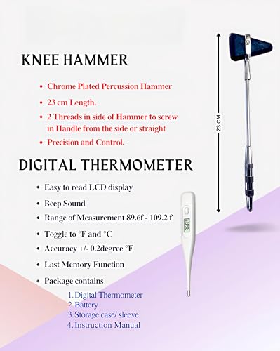 Image of CNS Medical Student Kit, with Tuning Forks, Snellen Chart, Knee Hammer, Digital Thermometer and More ( Central Nervous System Examination kit) for Medical professionals and Practitioners (MODEL 9)